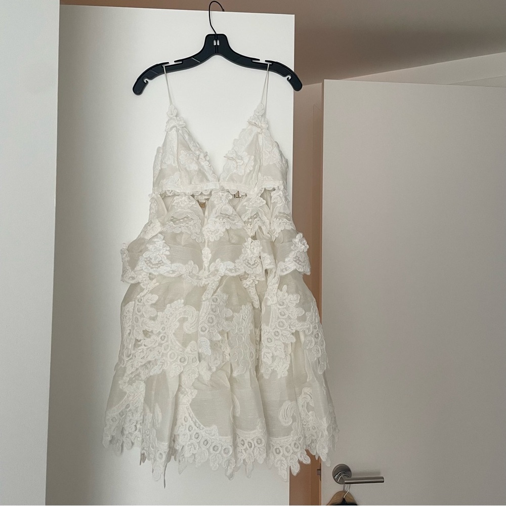NWT Zimmermann Crush Tiered Lace Minidress
Ivory White Crush Tiered Ruffle Dress - Picture 15 of 15